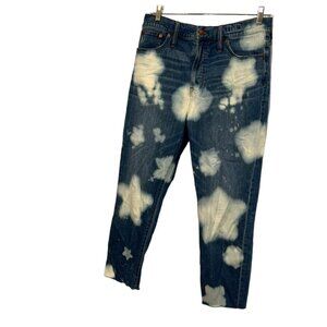 MADEWELL the Perfect Vintage Jean star tie dye cut hem cropped jeans 32